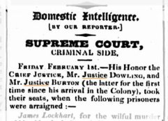 Report in the Sydney Monitor of Judge William Burton's first trial, February 1833