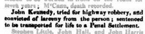John Kennedy sentenced. Report in The Sydney Herald, November 1834