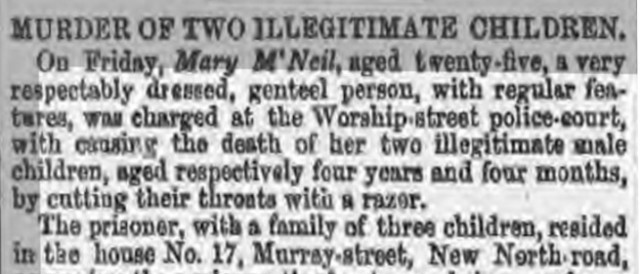 Lloyd's Weekly report about Mary McNeil, who killed her children
